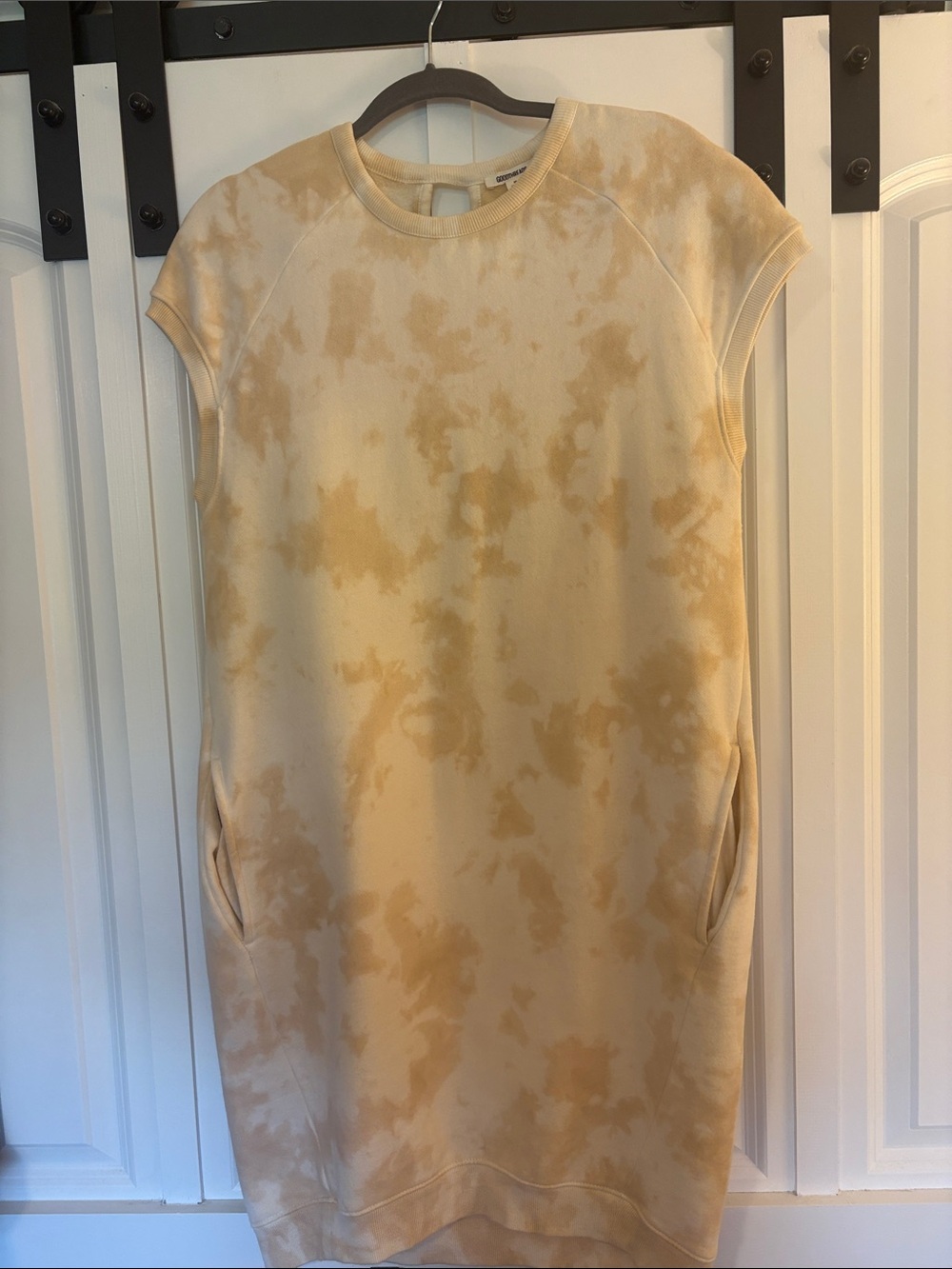 Tie-Dye Cap Sleeve Sweatshirt Dress in Beige
